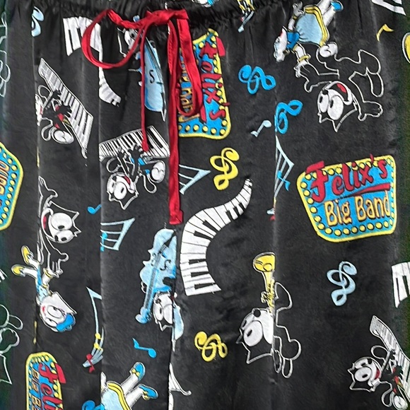 Felix the Cat satin lounge pant PJ or Inseam 28” Waist 14-18”across so 28”-36” - Picture 6 of 12